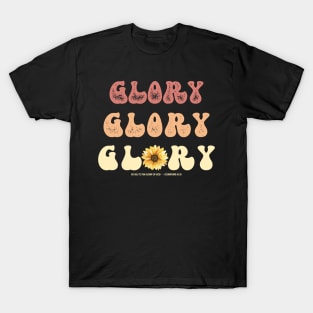 Glory Retro 70s Sunflower Christian Design 1 Corinthians Verse T-Shirt